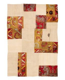 Patchwork Carpet Beige 178x253