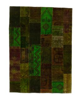 Patchwork Carpet Green 177x243
