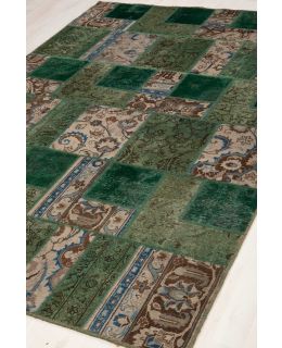 Patchwork Carpet Green 200x300